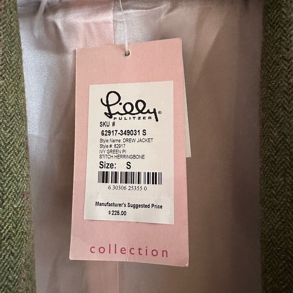 LILLY PULITZER ~ Women’s military green pink pinstripe long sleeve blazer size S - Picture 6 of 9